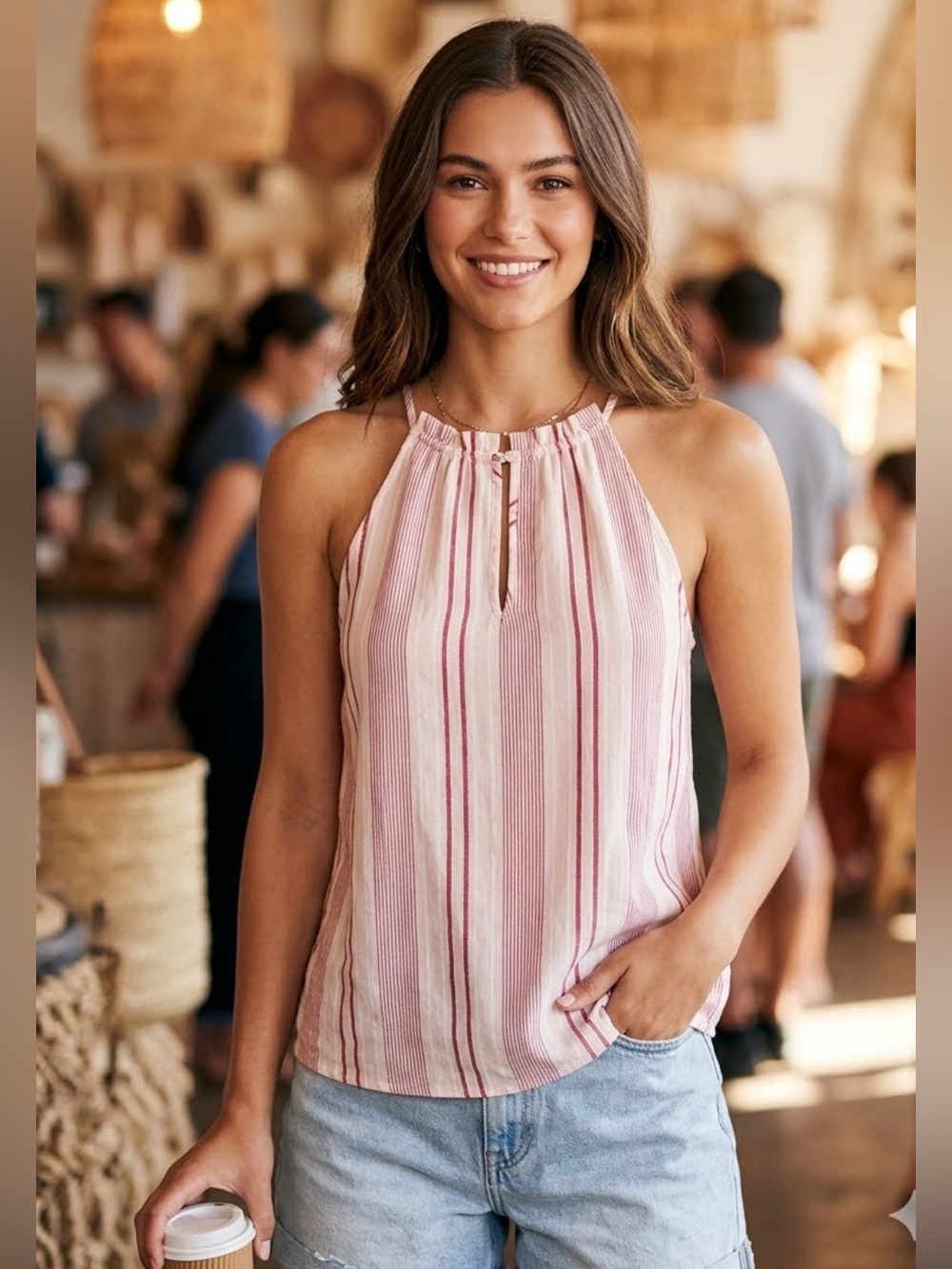 Joie Striped Red and White Blouse